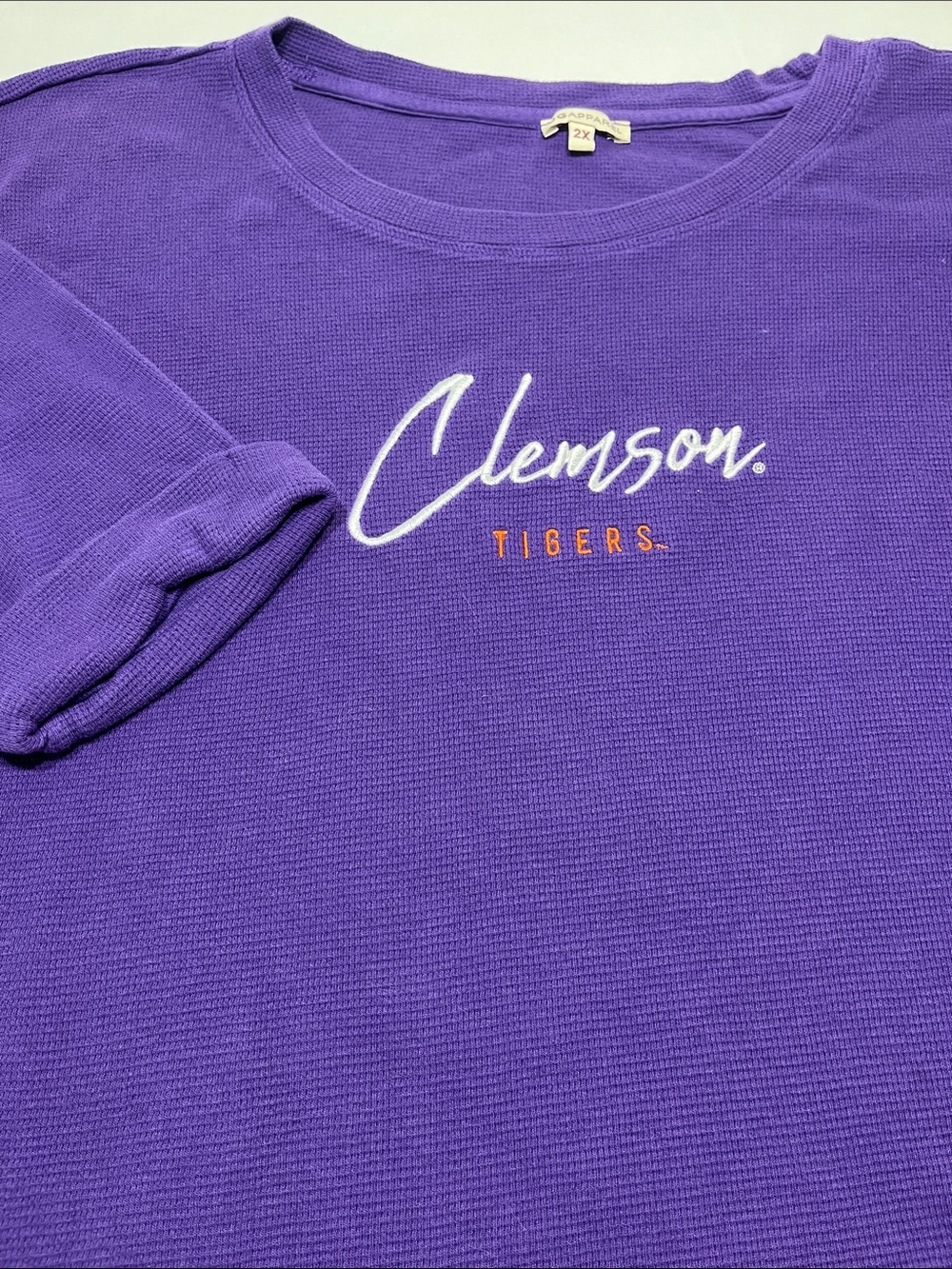 UG Apparel Clemson Tigers Purple Waffle Knit Top Women’s 2X Embroidered